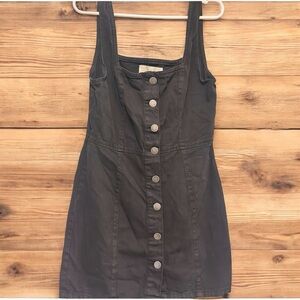 Cotton On Black Button-Front Mini Dress | Size 8 | Sleeveless Utility Style
